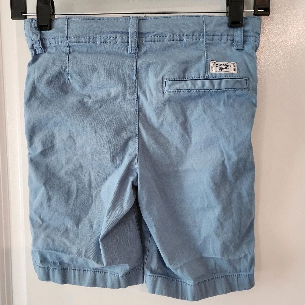 Kids sz7 Oshkosh B'gosh Boys Light Blue Chino Shorts Summer Spring Easter Preppy